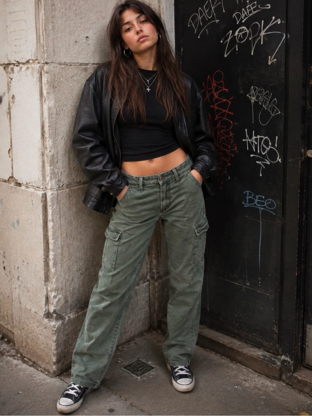 PAIGE Cargo Grunge Pants in army green
